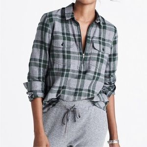 Madewell Flannel Zip-Front Popover Shirt in Washburn Plaid